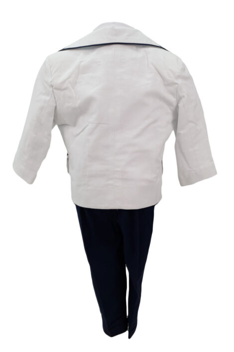 Costum botez, model Baby Boss, culoare alb-bleumarin