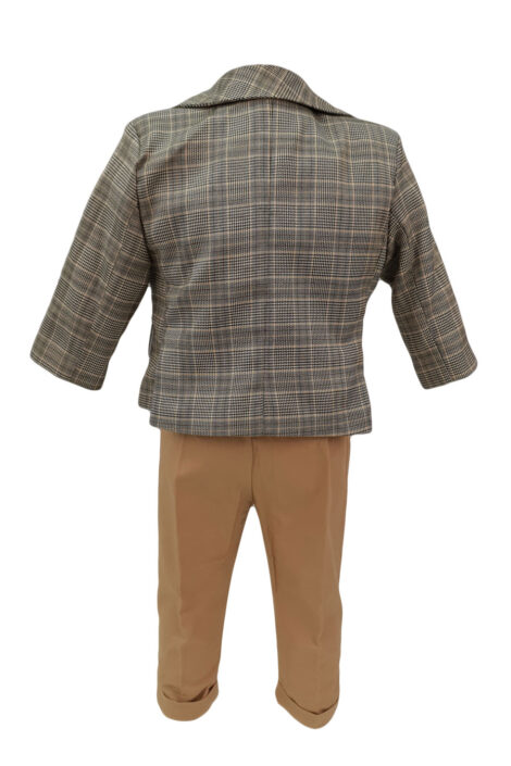 Costum botez Baby Boss carouri maro-crem