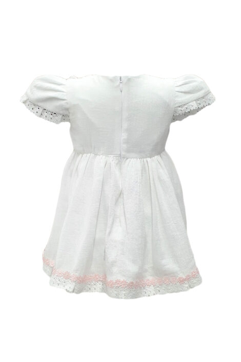 Rochie botez casual-eleganta din in culoare alba