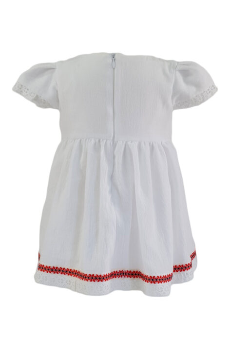 Rochie fete, model Miss, culoare alb-rosu
