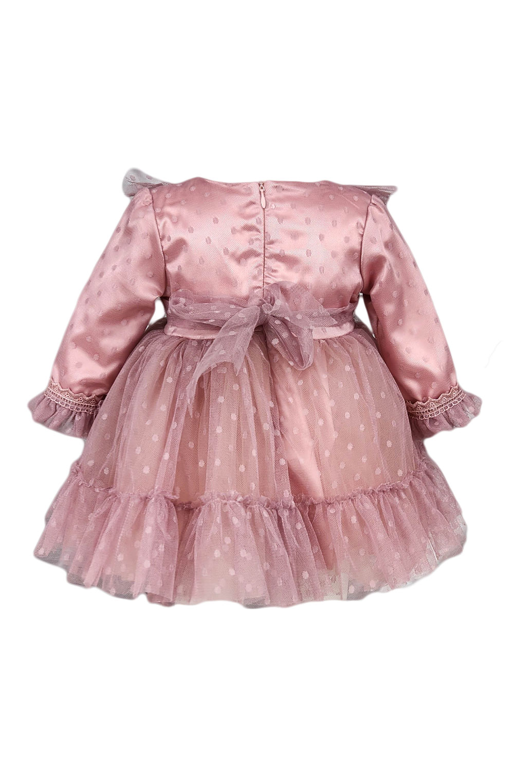 Rochita botez, doua piese, culoare somon