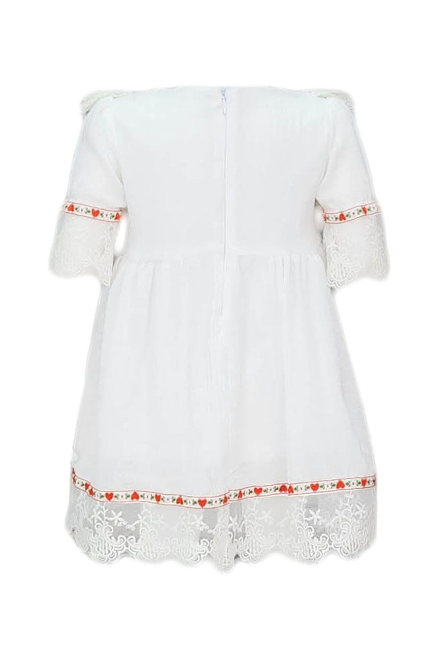 Rochita botez, motive traditionale, culoare alba