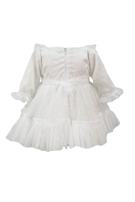 Rochie botez alba cu botosei si bentita