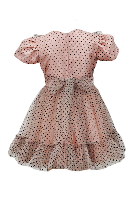 Rochie casual-eleganta fetite, culoare roz-negru