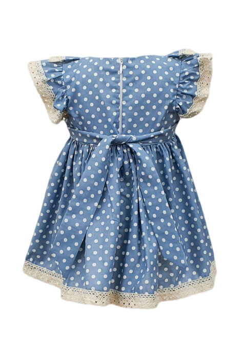 Rochie botez cu maneca scurta, culoare albastra, 2 piese