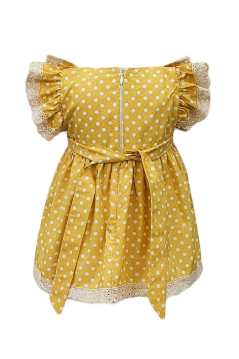 Rochita botez cu maneca scurta, 2 piese, culoare galbena