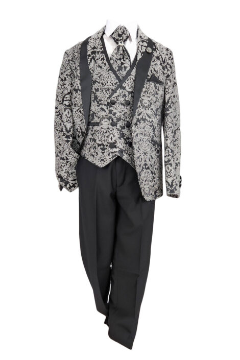 Costum gala baieti, 5 piese, culoare gri