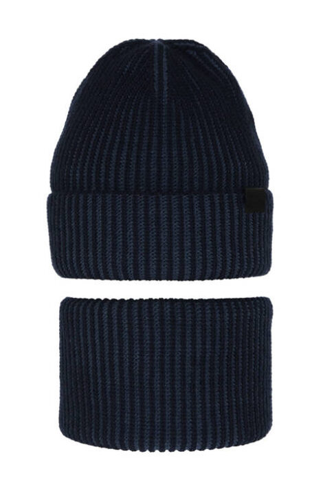 Set de iarna pentru baieti, caciula si fular albastru Falcon