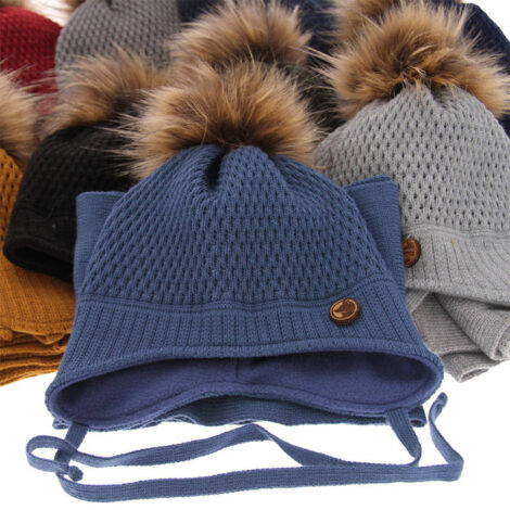 Set iarna baieti, caciula și fular albastru Florek